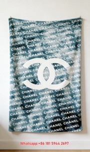 Chanel Teal Water Wave Monogram Flannel Throw Blanket IMG_7313
